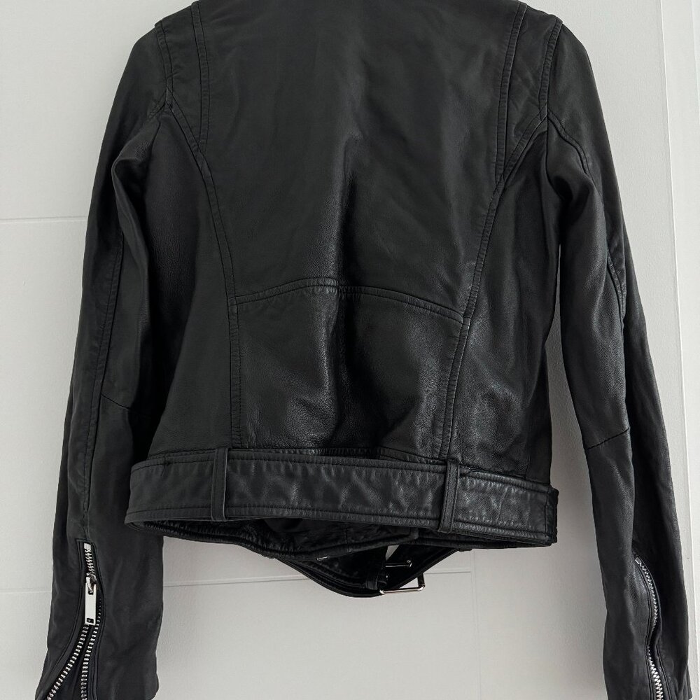 ZARA 100% Lambskin Leather Biker Jacket Size S 🖤 - Picture 7 of 16